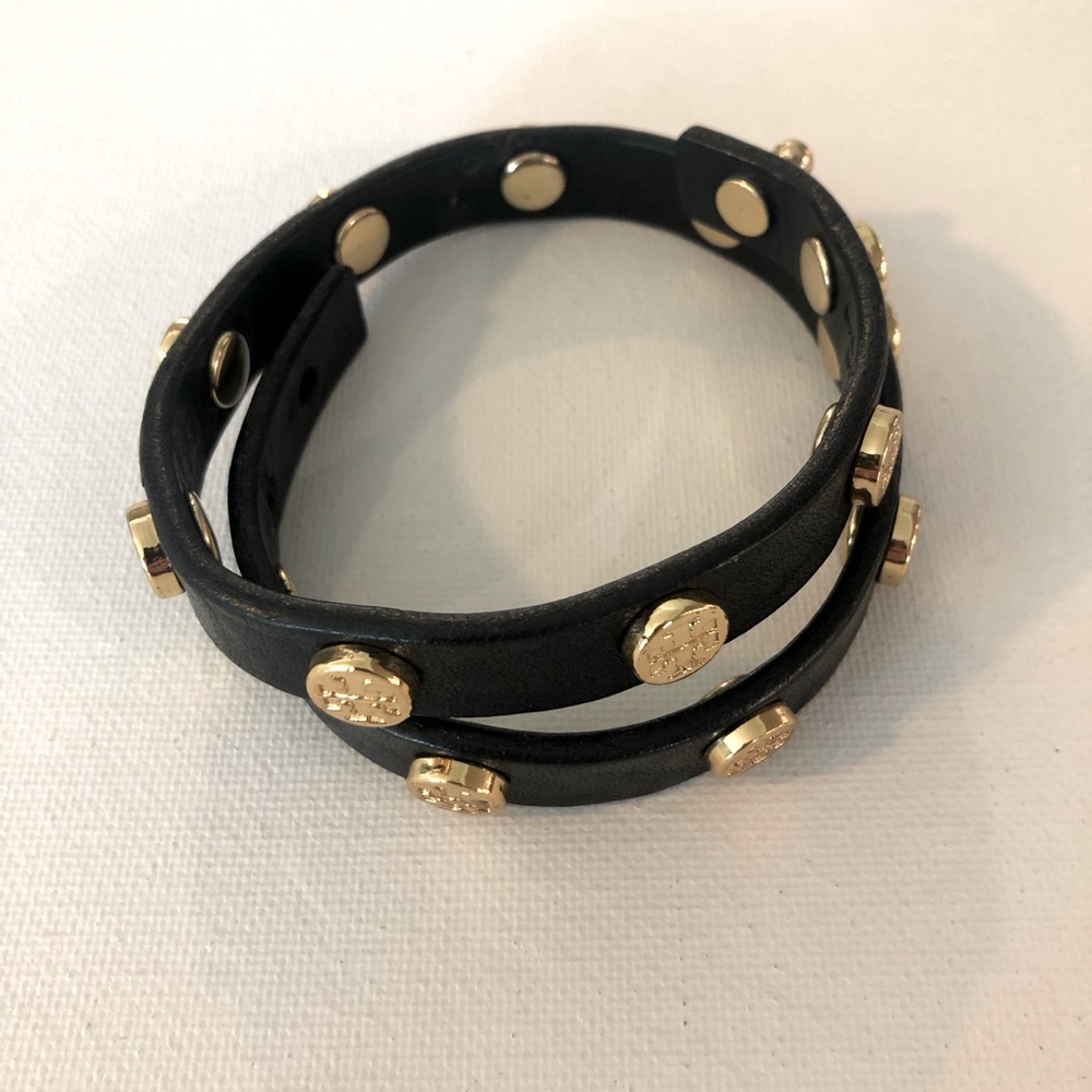 Tory Burch Leather Double Wrap Logo Bracelet